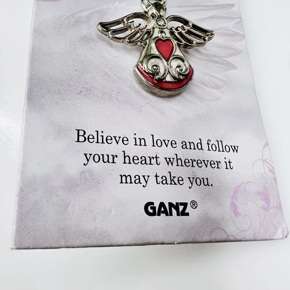 Angel of LOVE Believe In Love Pin / Pendant By Ganz Red Silver Tone 1556